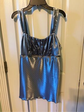 Byer California Satin Tank Top in Silver